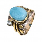 Inel Argint Larimar și Blue Topaz Lirene
