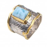 Inel Argint si Insertii Aur si Larimar Romina