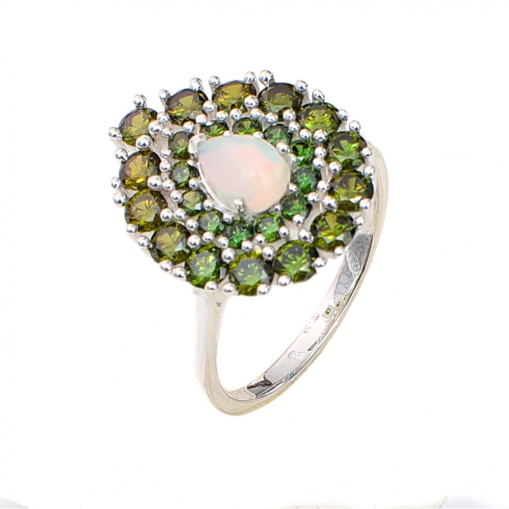 Inel Argint Opal Etiopian și Peridot Olivia