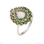 Inel Argint Opal Etiopian și Peridot Olivia