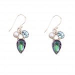 Cercei Argint Topaz Mistic,Blue Topaz si Perluta Daia