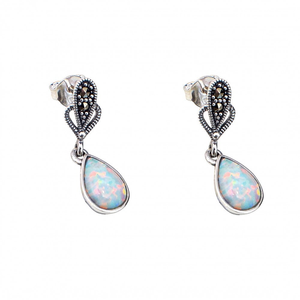 Cercei Argint Opal Etiopian si Marcasite Iasmin