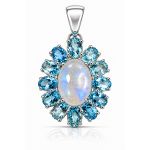 Pandantiv Argint Piatra Lunii și Blue Topaz Radisson