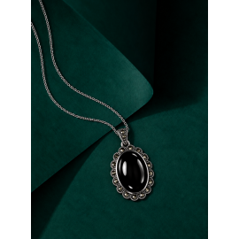 Pandantiv Argint Onix și Marcasite Blacky
