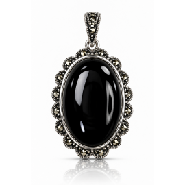 Pandantiv Argint Onix și Marcasite Blacky