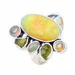 Inel Argint Opal Etiopian și Peridot Brut Any