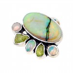 Inel Argint Opal Etiopian și Peridot Brut Anna