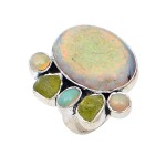 Inel Argint Opal Etiopian și Peridot Brut Ellya