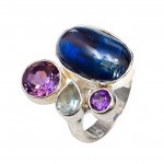 Inel Argint Cianit, Ametist și Blue Topaz Dalia