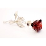 Brosa Argint Chihlimbar Red Rose