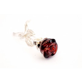 Brosa Argint Chihlimbar Red Rose