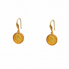 Cercei Argint Placați cu Aur și Chihlimbar Rhea