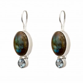 Cercei Argint Labradorit și Blue Topaz Calliope