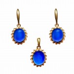 Set Argint Placat cu Aur 14K Chihlimbar Albastru Prudence