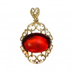 Pandantiv Argint Placat cu Aur Chihlimbar Cherry Nurla