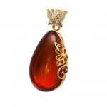Pandantiv Argint Placat cu Aur Chihlimbar Cherry Butterfly