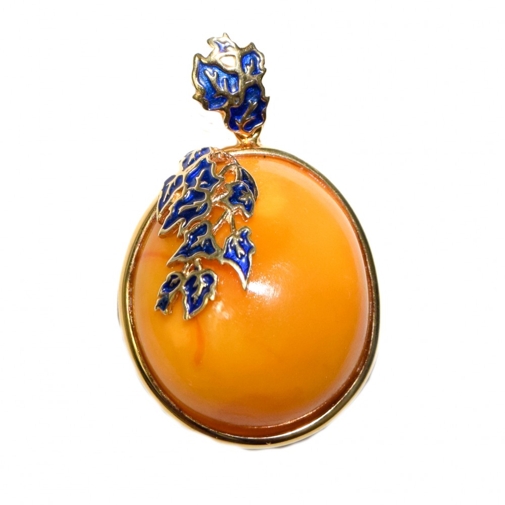 Pandantiv Argint Placat cu Aur Chihlimbar Fleur de Orange