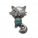 Brosa Argint Marcasite Crisocola Winky Cat