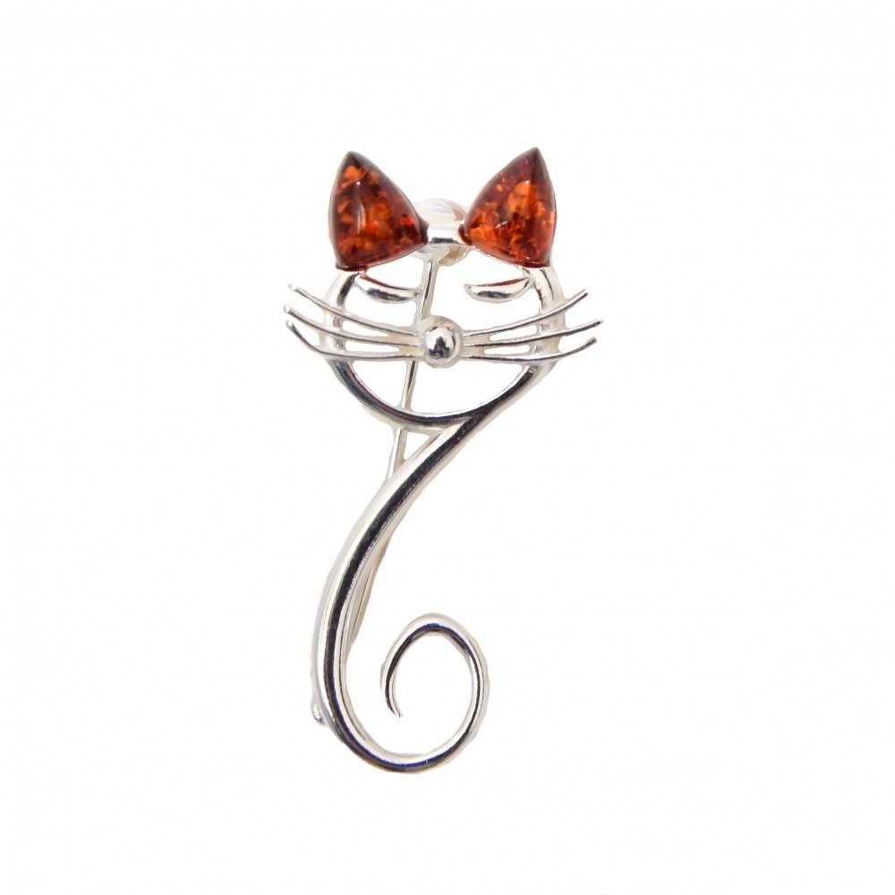 Brosa Argint Chihlimbar Miss Cat