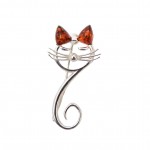 Brosa Argint Chihlimbar Miss Cat