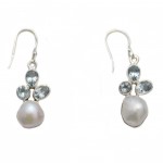 Cercei Argint Perla Barocă și Blue Topaz Joy
