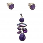 Set Argint Charoit Ametist Perla Barocă Lavande