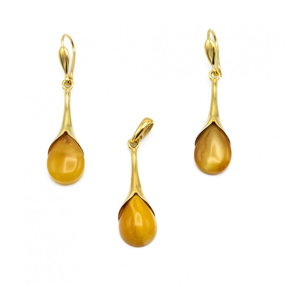 Set Argint Placat cu Aur 14K Chihlimbar Style