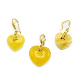 Set Argint Placat cu Aur 14K Chihlimbar Hearts