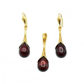 Set Argint Placat cu Aur 14K Chihlimbar Sense