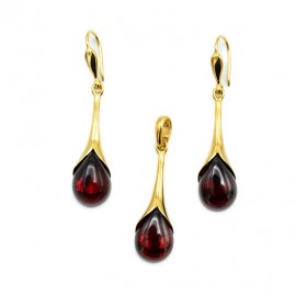 Set Argint Placat cu Aur 14K Chihlimbar Sense