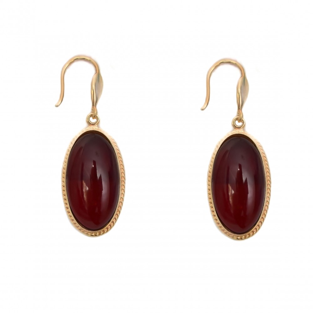 Cercei Argint Placat cu Aur Chihlimbar Coniac Cherry Royals