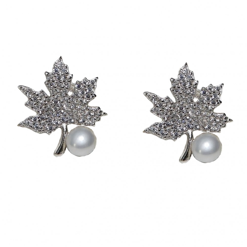 Cercei Argint Zirconii Perla Maple
