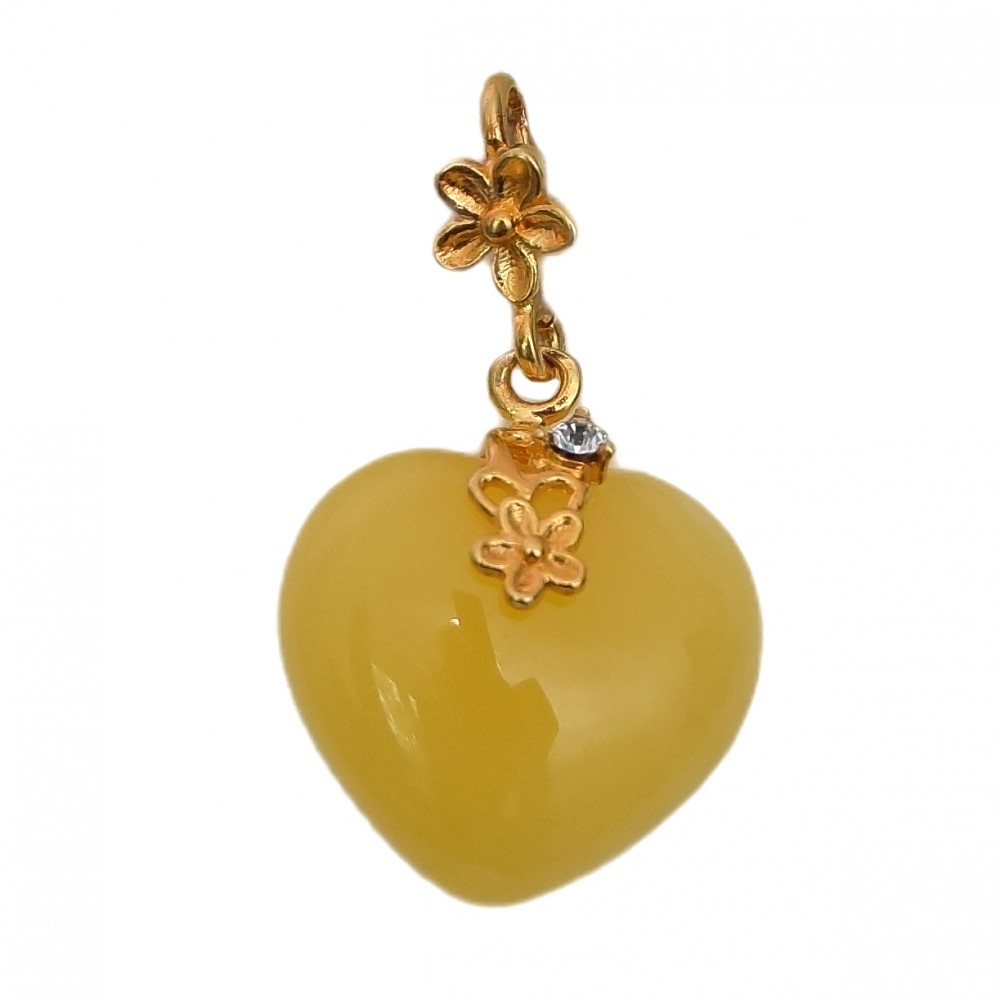 Pandantiv Argint Placat cu Aur Chihlimbar Little Heart