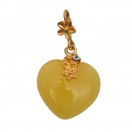 Pandantiv Argint Placat cu Aur Chihlimbar Little Heart