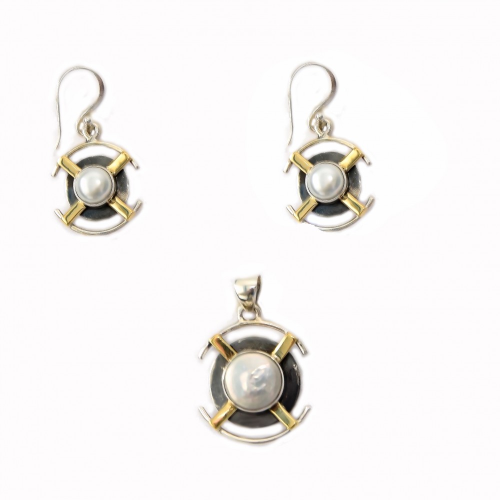 Set Argint Perla Ancora