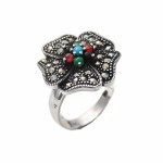 Inel Argint Marcasite Flowers
