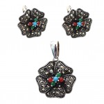 Set Argint Marcasite Flowers