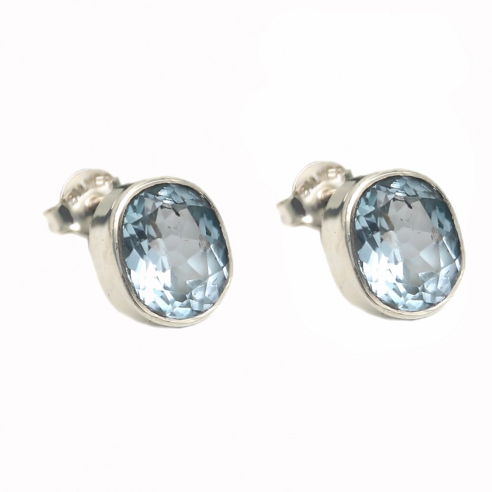Cercei Argint Blue Topaz Baby Blue