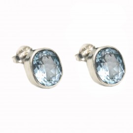 Cercei Argint Blue Topaz Baby Blue