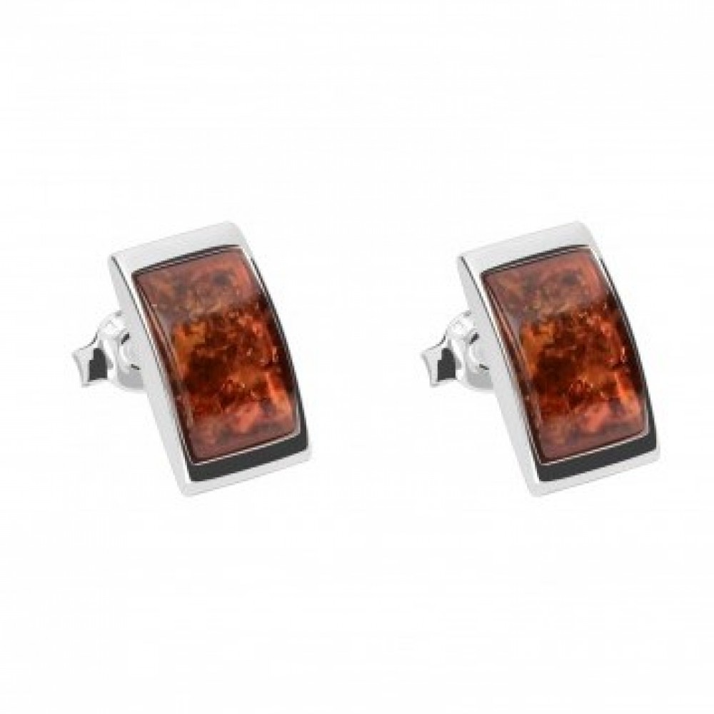 Cercei Argint Chihlimbar Coniac Square Amber