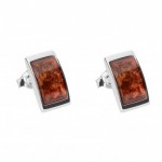 Cercei Argint Chihlimbar Coniac Square Amber