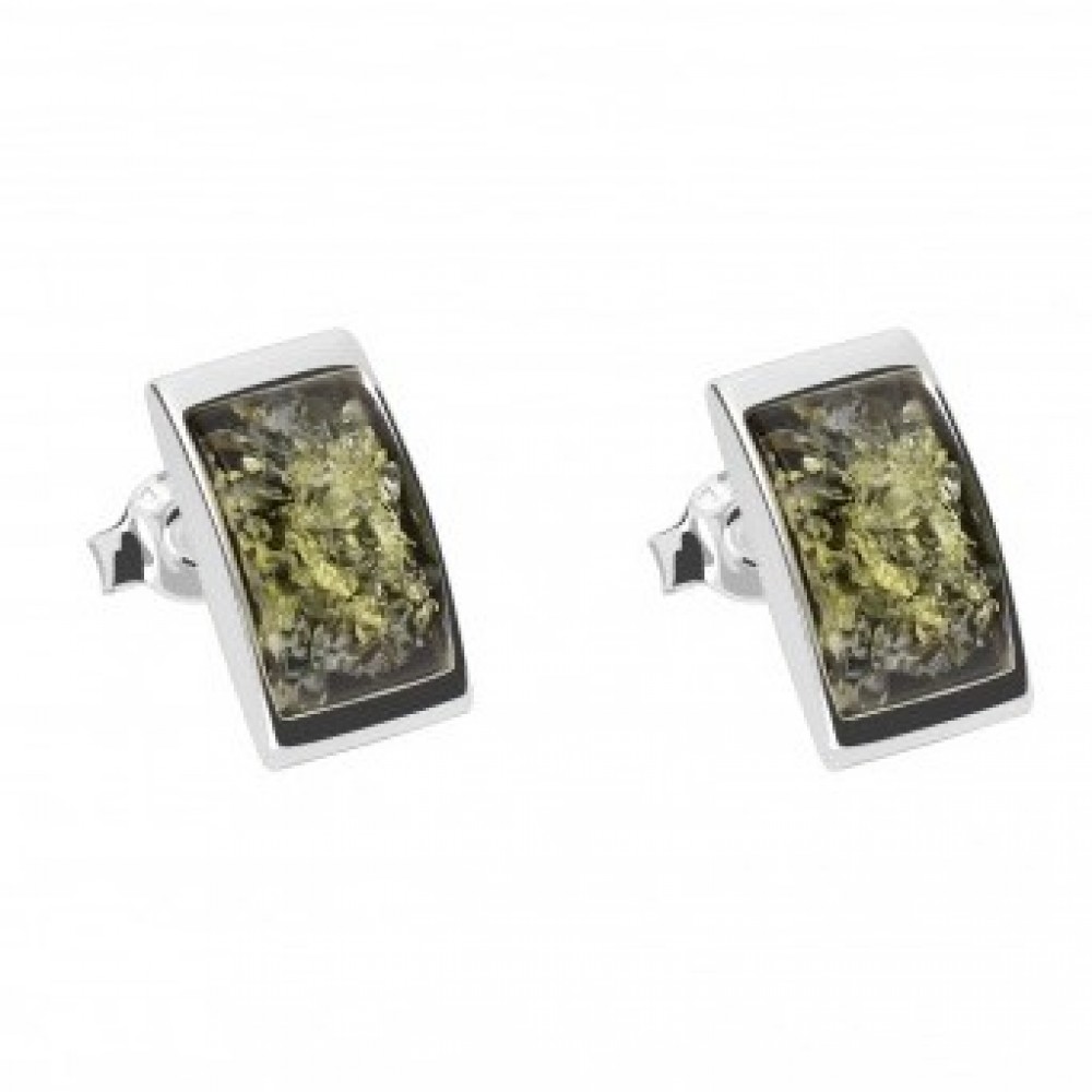 Cercei Argint Chihlimbar Green Amber