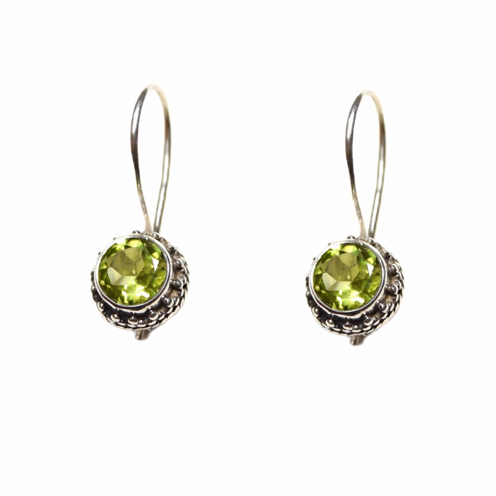 Cercei Argint Peridot Green Lemon
