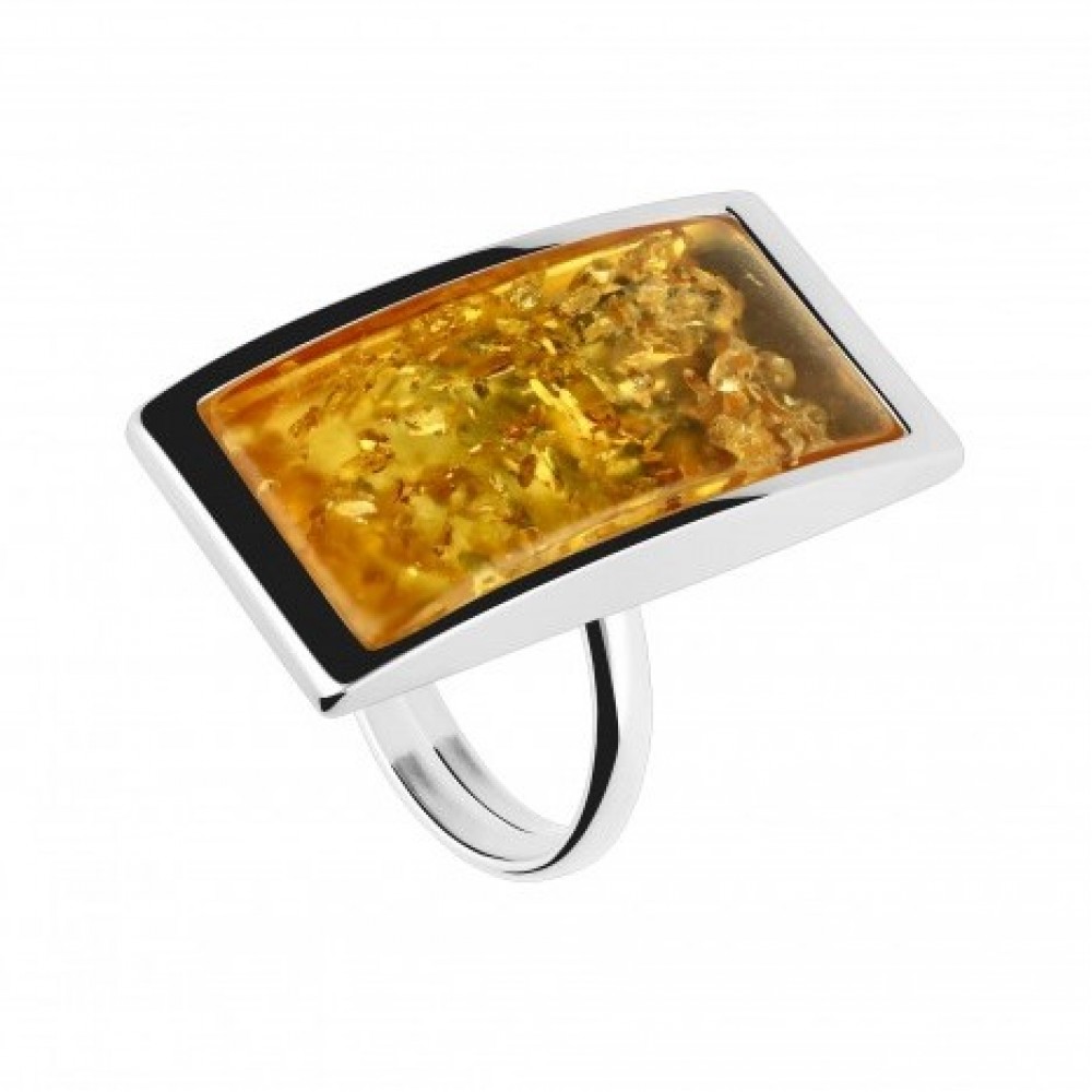 Inel Argint Chihlimbar Honey Amber