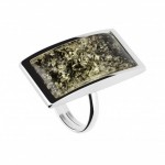 Inel Argint Chihlimbar Green Amber