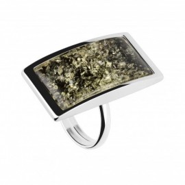 Inel Argint Chihlimbar Green Amber