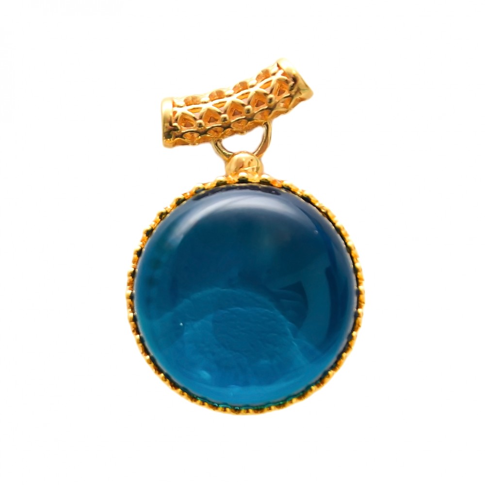 Pandantiv Argint Placat cu Aur Chihlimbar Blue Sphere