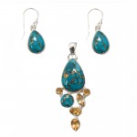 Set Argint Turcoaz si Citrine Edda