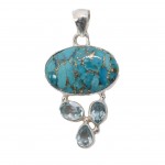 Pandantiv Argint Turcoaz Blue Topaz Laima