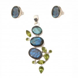 Set Argint Labradorit si Peridot Sienna